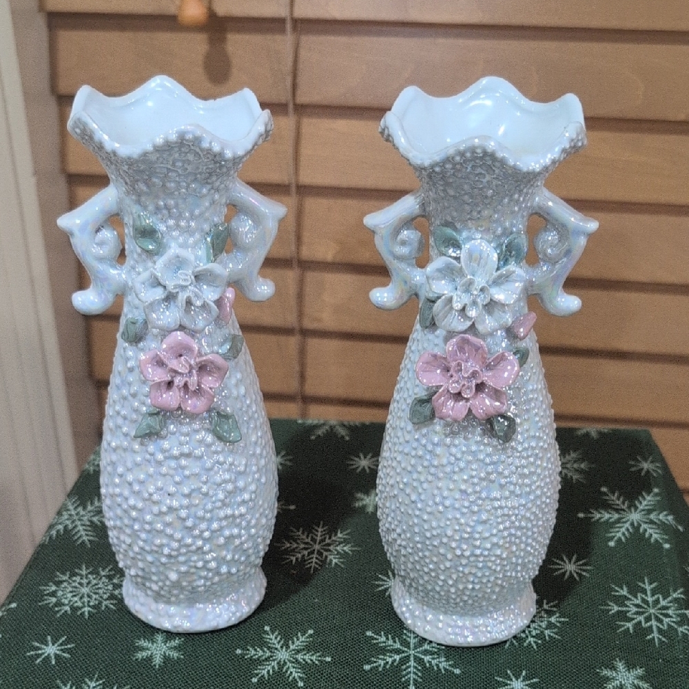 Charming Floral White and Pink Vases